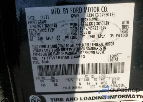 2011 Ford F-150 Harley-Davidson из США, поврежденный, VIN 1FTFW1E61BFD40513